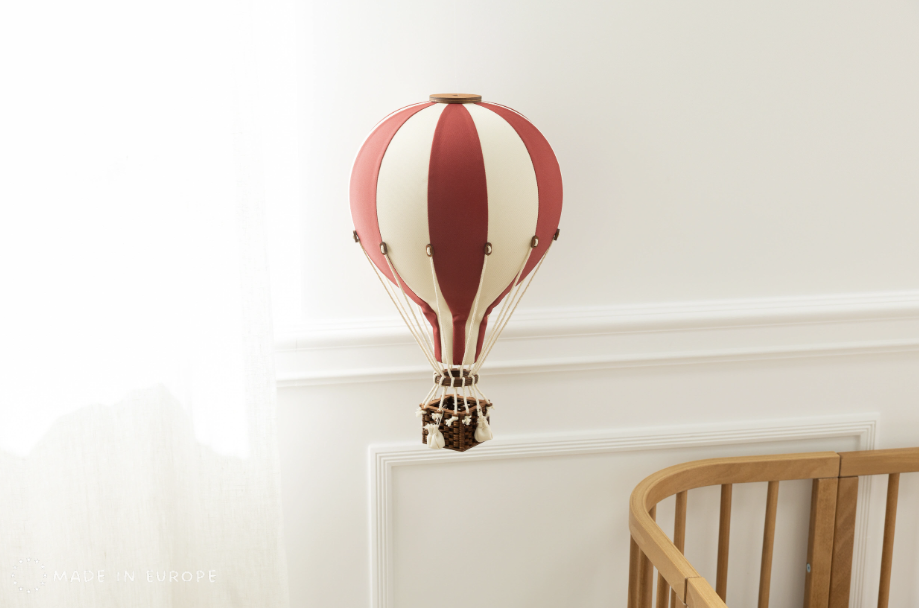 Hot Air Balloon Decorations for Baby Shower, Birthday, Gender Reveal & Baby Nursery Decor | Beige/Burgundy